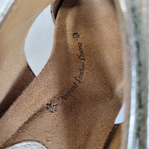 Sofft gold and animal print leather strap wedge sandals Size 8.5 - Picture 8 of 11